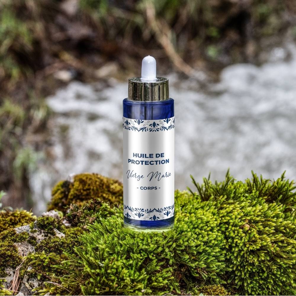 Huile Douce & Apaisante – Élixir Vierge Marie à la Célestine & Aigue-Marine
