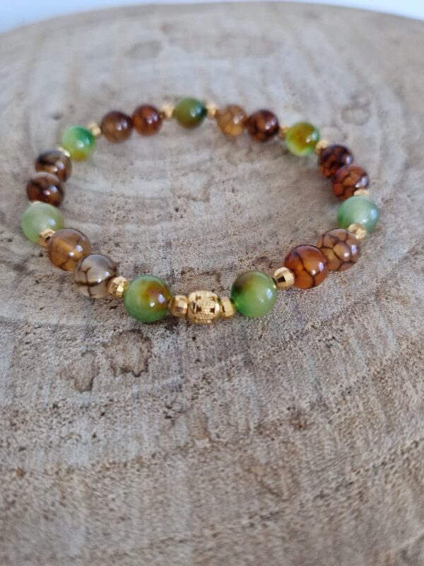 Bracelet en Agate de Feu Agate Green Amber Yellow – Image 2